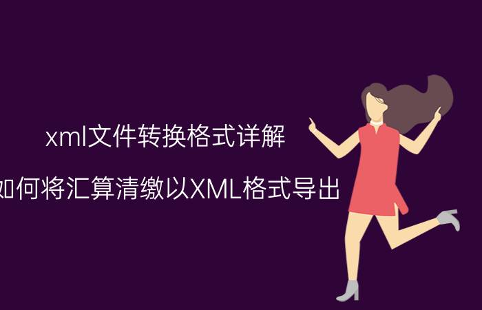 xml文件转换格式详解 如何将汇算清缴以XML格式导出？